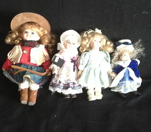 Lote de 4 muñecas de porcelana de 7" - 11" - sin marca - Imagen 1 de 10