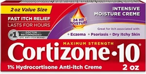 Cortizone 10 Maximum Strength Intensive Moisture Anti-Itch Cream, 1% Creme 2 Oz - Bild 1 von 5