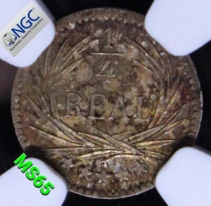 1/4 Real 1894. Guatemala silver coin. KM-162. NGC MS65 UNC - Picture 1 of 3