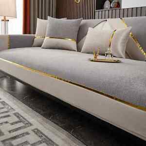 Luxury Cloud Pattern Sofa Towel Gold Edge Thicken Chenille Anti-slip Sofa Covers
