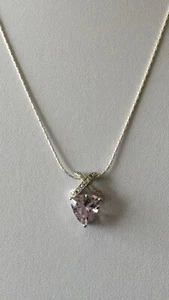 Stunning Sterling Silver Rose De France Amethyst Pendant With 18” Chain - Picture 1 of 6