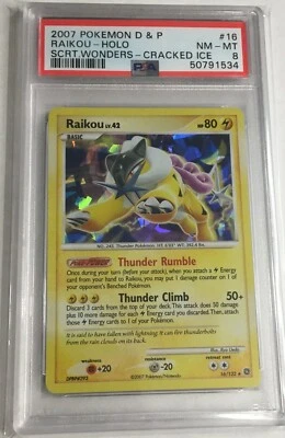 2007 Pokemon Secret Wonders PSA 8 RARE Cracked Ice Holo Raikou #16 FRESH GRADE - Image 1 of 2