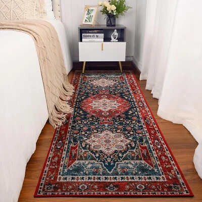 Небольшой ковер 2x6, богемный винтажный моющийся коврик для прихожей, нескользящий 2x6 футов красный - Изображение 1 из 4