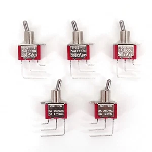 5Pcs Salecom T8019L 3Pin ON-ON SPDT Right Angled PCB Mount Mini Toggle Switch - Picture 1 of 6