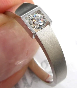 18CT WHITE GOLD 0.21CT DIAMOND RING SINGLE STONE ENGAGEMENT SIGNET Size P - Picture 1 of 8