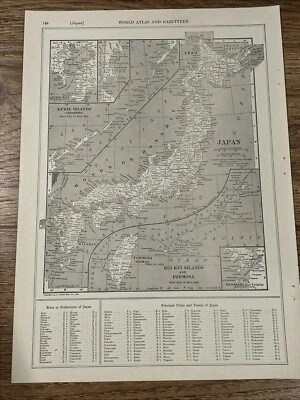 Antique 1927 Map Of Japan 15”x11” - Image 1 of 4