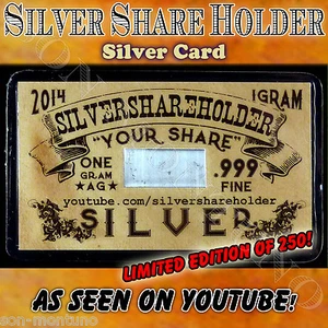 SILVER SHARE HOLDER Card 1 gram fine .999 Ag YouTube Stacker LIMITED TO ONLY 250 - Picture 1 of 1