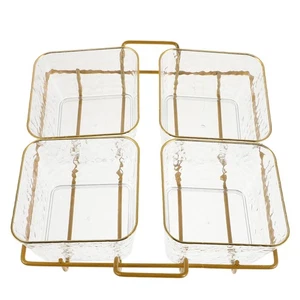 Bandeja de frutas de acrílico con base de metal plato de servir dividido para exhibición de bocadillos - Imagen 1 de 12