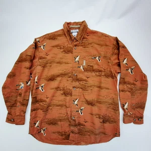 Columbia River Lodge Duck Print Men's Long Sleeve Button Up Shirt Size L - Picture 1 of 4