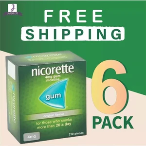 Nicorette 4mg Gum 210 Pieces Pack of 6 – Quit Smoking Nicotine Chewing Gum - Bild 1 von 2