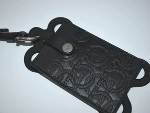 NIB Salvatore Ferragamo ID Card Holder Lanyard Logo Monogram Black Leather Italy - Picture 1 of 16