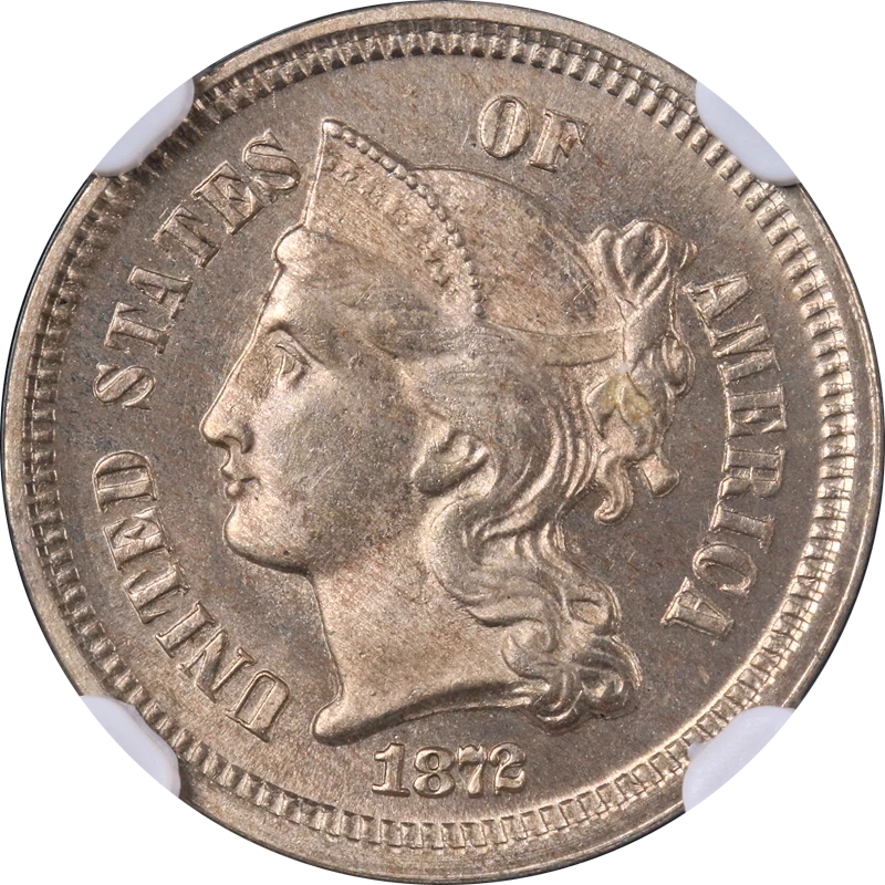 1872 Three (3) Cent Nickel Proof NGC PF64 Great Eye Appeal Nice Strike - Image 1 of 4