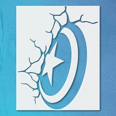 A Broken Shield with Star Emblem Home Decor Reusable Stencil - StencilAir - Image 1 of 4