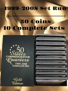 50 States Commemorative Quarters 1999-2008 Complete Set Gold Edition COA - Picture 1 of 10