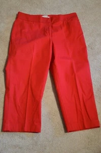 Women's TALBOTS Cherry Red Curvy Crop Pant Cotton Spandex Blend Size 8 - Picture 1 of 5
