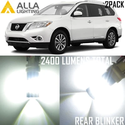 Luz intermitente intermitente intermitente de señal de giro trasero Allá Lighting 7440 bombillas LED blancas para Nissan, 2 piezas Foto 1 de 4