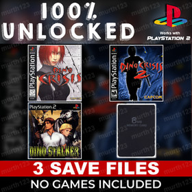 Dino Crisis PS1 Memory Card 100% Unlocked Completed Saves