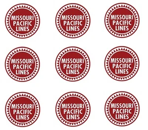 Missouri Pacific Lines O/HO Gauge Train 9 Vinyl 7/16" round logos on 1 sticker - Picture 1 of 2