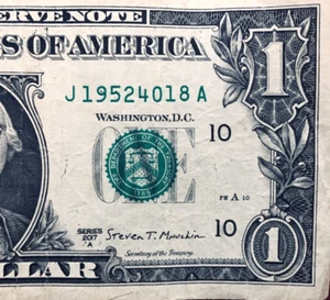 1952 April 18 Birthday Note One Dollar Fancy Serial Number J 1952-4-018 A - Picture 1 of 3
