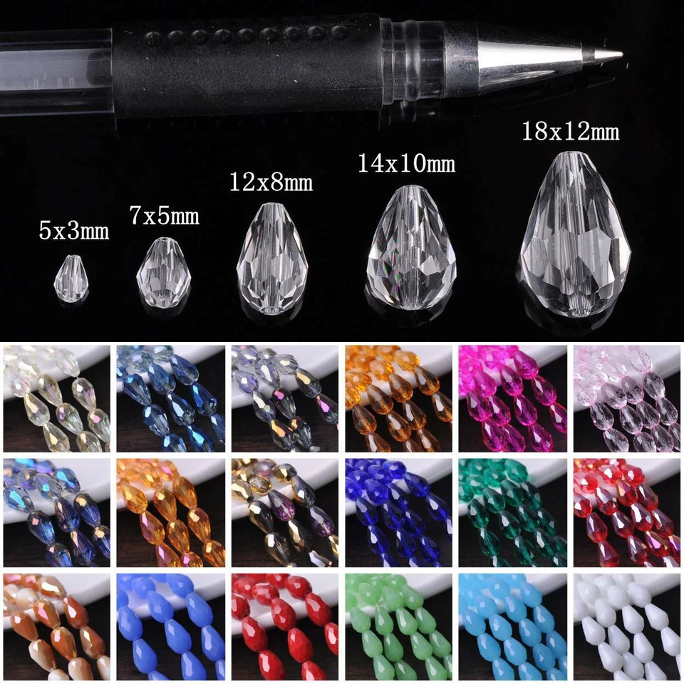 5x3mm 7x5mm 12x8mm 15x10mm 18x12mm Facettiert Kristall Glas Lose Tropfen Perlen