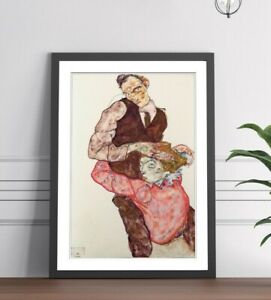 Egon Schiele Lovers FRAMED WALL ART POSTER PICTURE PRINT 4 SIZES
