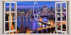 London Eye Evening City Skyline 3D Effect Window Canvas Picture Art Wall Prints