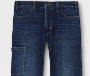 Goodfellow Mens TruTemp 365 Adaptive Relaxed Fit Jeans 42x30 Gleb Dark Blue NEW - Picture 1 of 10