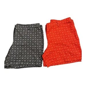 2X Lands End Women’s Shorts Plus Size 20W Geometric Floral Stretch Mid Rise 025 - Picture 1 of 17