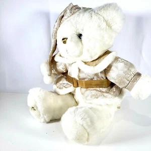 Dan Dee Collectors Choice 2002 White Holiday Teddy Bear Plush 20" Gold Outfit  - Picture 1 of 11