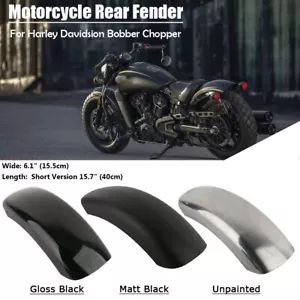 6.1'' Moto Garde-boue arrière Court aile Métal Pour Harley Bobber Chopper Noir - Picture 1 of 10