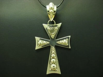 Ciondolo A Croce In Argento Sterling 925 Con Pietra Di Luna / Religione / 20,0g - Immagine 1 di 4