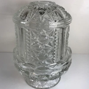 Vintage Indiana Glass Stars and Bars Fairy Lamp Clear Glass - Picture 1 of 4