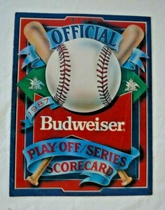  1987 Official Play Off Series Scorecard Budweiser Mickey Mantle Quiz Inside - Picture 1 of 6