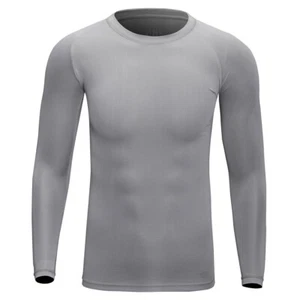 Men Sport Long Sleeve Underwear Johns Winter Thin Basic Crew Top Shirt No Plush - Picture 1 of 21
