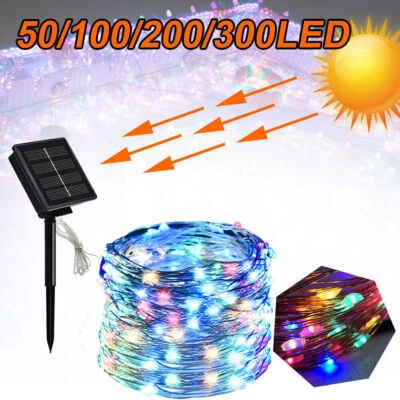 Automatic LED Solar String Light Waterproof w/8 Lighting Modes Copper Wire Light - Image 1 of 4