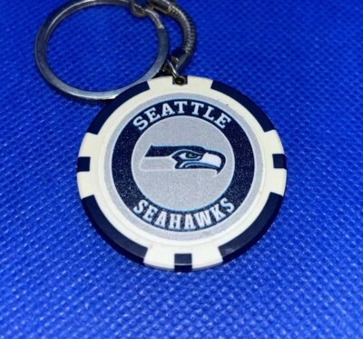 Seattle Seahawks Poker Chip Keychain Logo Key Chain Ring NFL Multicolor - Image 1 of 4