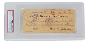 Walter Johnson Washington Senators Signed 1946 Bank Check PSA/DNA Auto Mint 9 - Picture 1 of 2