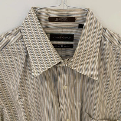 Camisa de vestir Joseph Abboud para hombre - rayas beige y azul - talla 16 1/2 34/35 Foto 1 de 4