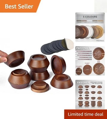 Juego de 8 elevadores para muebles: eleva tu hogar con alturas ajustables de madera de roble Foto 1 de 4