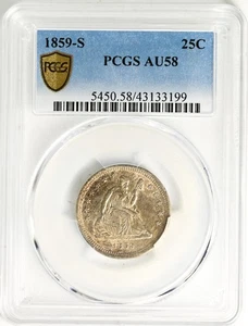 1859-S LIBERTY SEATED 25C PCGS AU 58 - Picture 1 of 4