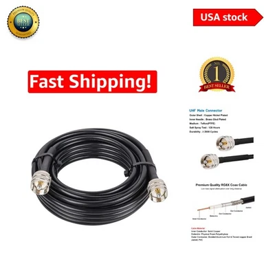 18ft Low Loss RG8x Coax Cable with PL259 Connectors - Ideal for VHF/HAM Radios - Image 1 of 4