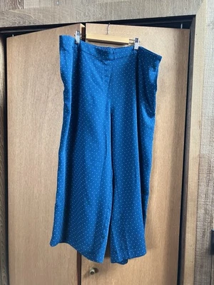 Pantalón de viaje J Jill (talla 2X) azul a lunares fluido al tobillo bolsillos  Foto 1 de 4