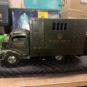 VINTAGE 1950'S SMITH MILLER BANK OF AMERICA ARMOURED TRUCK PRESSED STEEL 14" LG - Picture 1 of 8