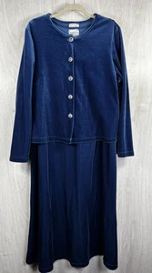Diane von Furstenberg Color Authority Velour Maxi Dress Suit Blue 1X Vintage - Picture 1 of 7