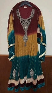 Asian Punjabi Pakistan Afghanistan Wedding Party Dress With Scarf - Picture 1 of 6