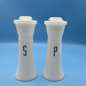 Vintage NEU Tupperware 6" Sanduhr Salz & Pfefferstreuer Set weiß *LESEN - Bild 1 von 8