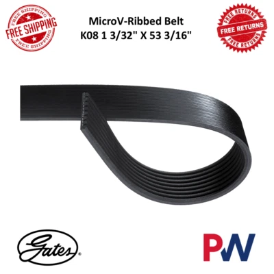 Gates Micro-V Ribbed Belt Standard 8 Rib For Peterbilt, White GMC, International - Image 1 of 4