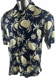 Camisa Hawaii Para Hombres Al Reverso Piña Calce Mediana Talla Pequeña Palm Avenue Negra - Imagen 1 de 18