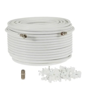 Cavo coassiale satellitare RG6 2m bianco cavo coassiale per TV Sky Plus HD e F + clip - Foto 1 di 12