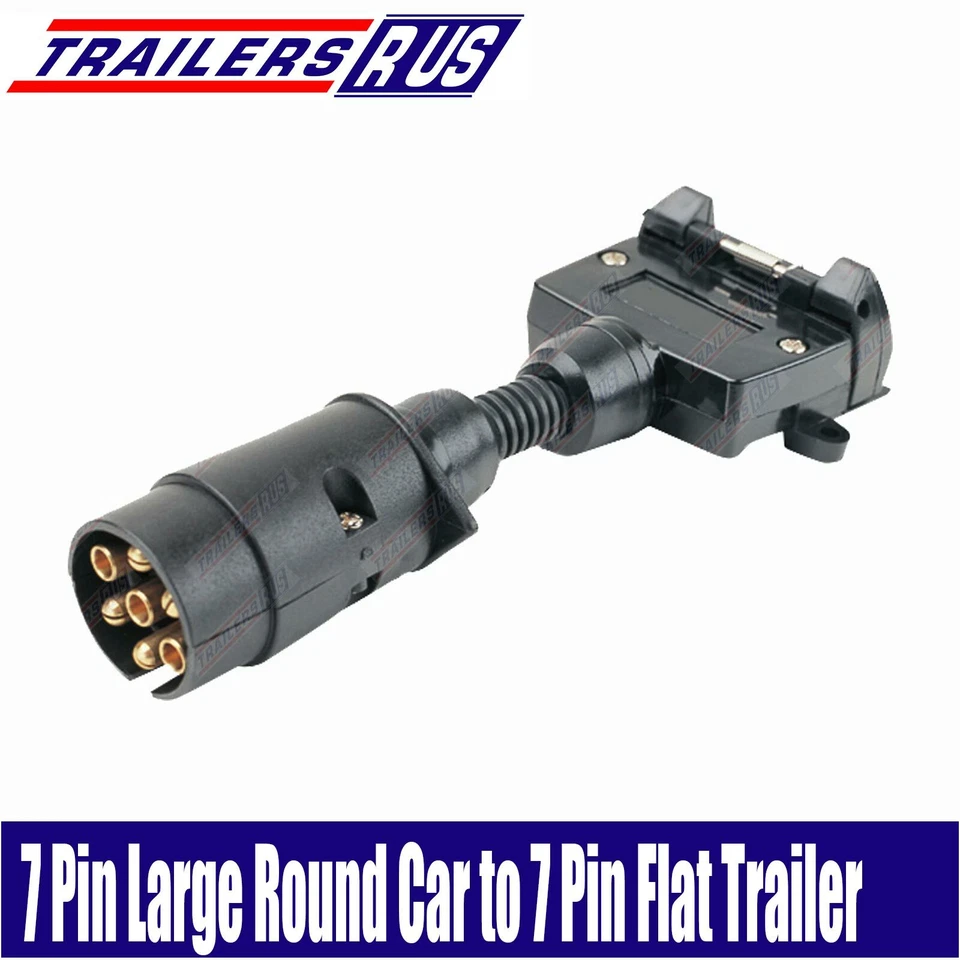 7 Pin Large Round to 7 Pin Flat Trailer Connector Adaptor Plug - image 1 of 1